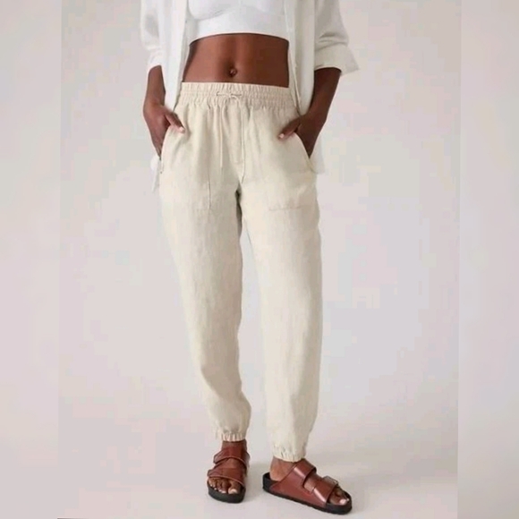 Athleta Pants - Athleta Retreat Linen Jogger Pants LT Tall Natural Beige